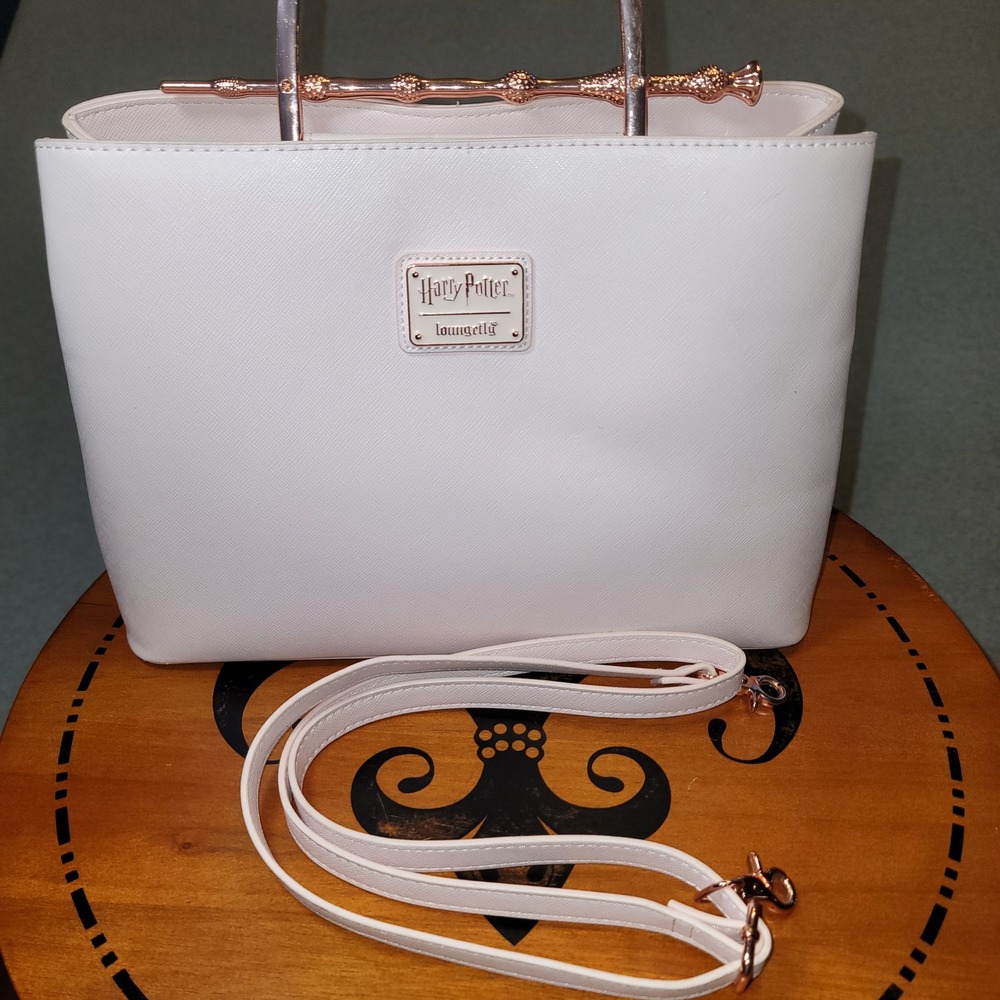 Loungefly Harry Potter Deathly Hallows Elder Wand Pink Satchel Handbag Rose Gold - Picture 15 of 16